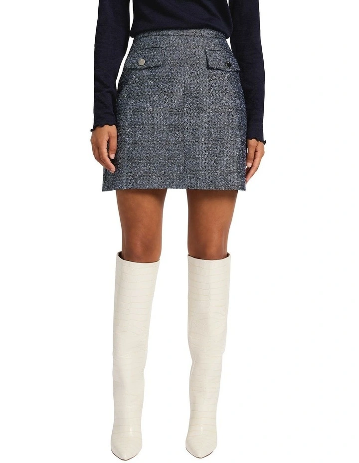 Hans Metallic Tweed Mini Skirt in Blue Multi image 2