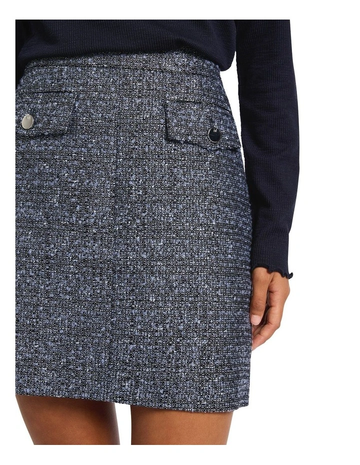 Hans Metallic Tweed Mini Skirt in Blue Multi image 3