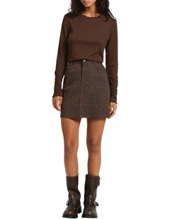 Dimitri Denim Mini Skirt in Brown Multi