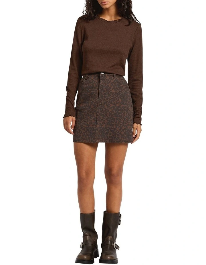 Dimitri Denim Mini Skirt in Brown Multi image 1