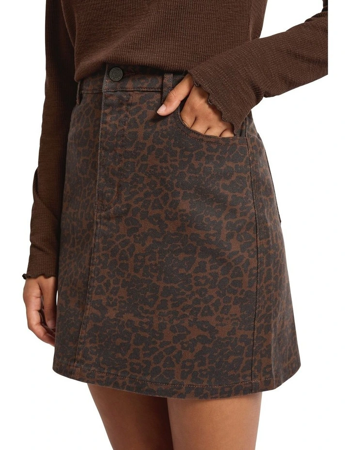 Dimitri Denim Mini Skirt in Brown Multi image 3