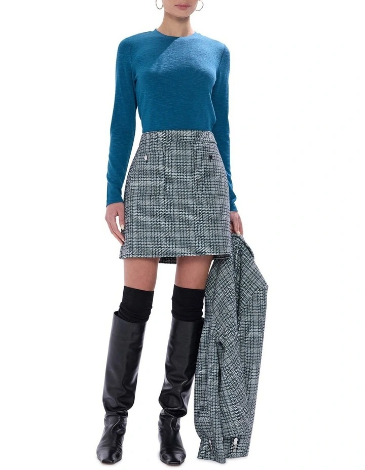Tweed Ur Luv Mini Skirt in Green Multi image 1