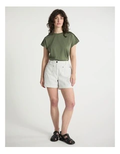 Olivia Denim Short in White Stripe