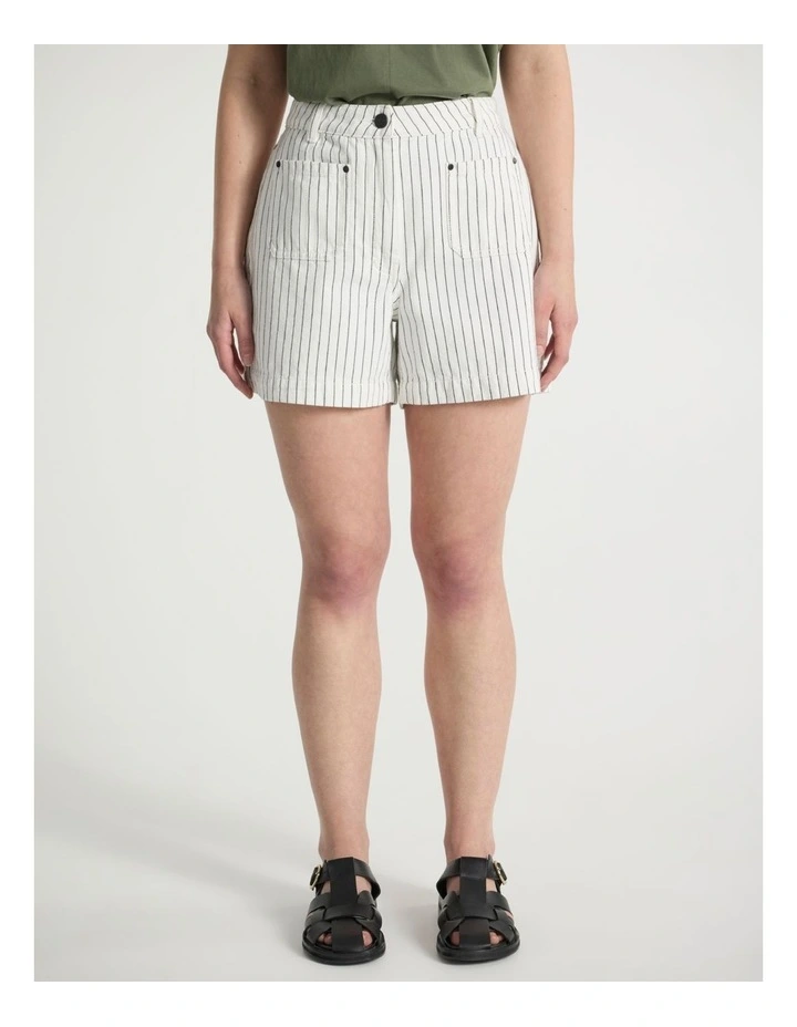 Olivia Denim Short in White Stripe image 2