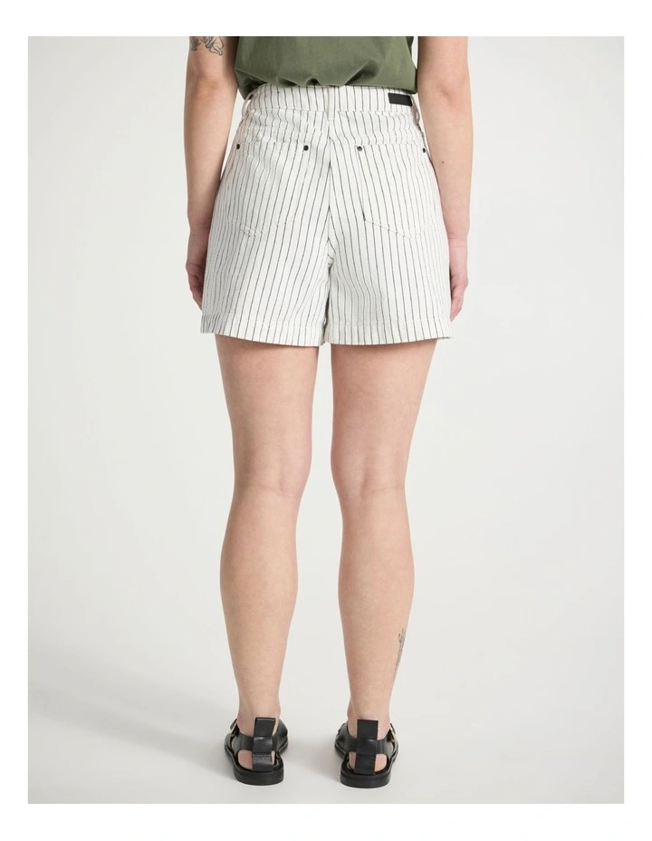 Olivia Denim Short in White Stripe image 3