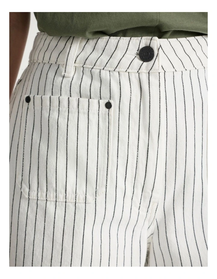 Olivia Denim Short in White Stripe image 4