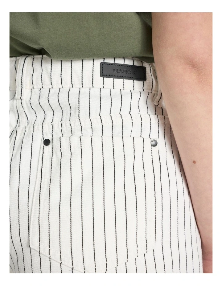 Olivia Denim Short in White Stripe image 5