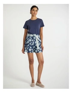 Shell The One Linen Short in Navy Multi