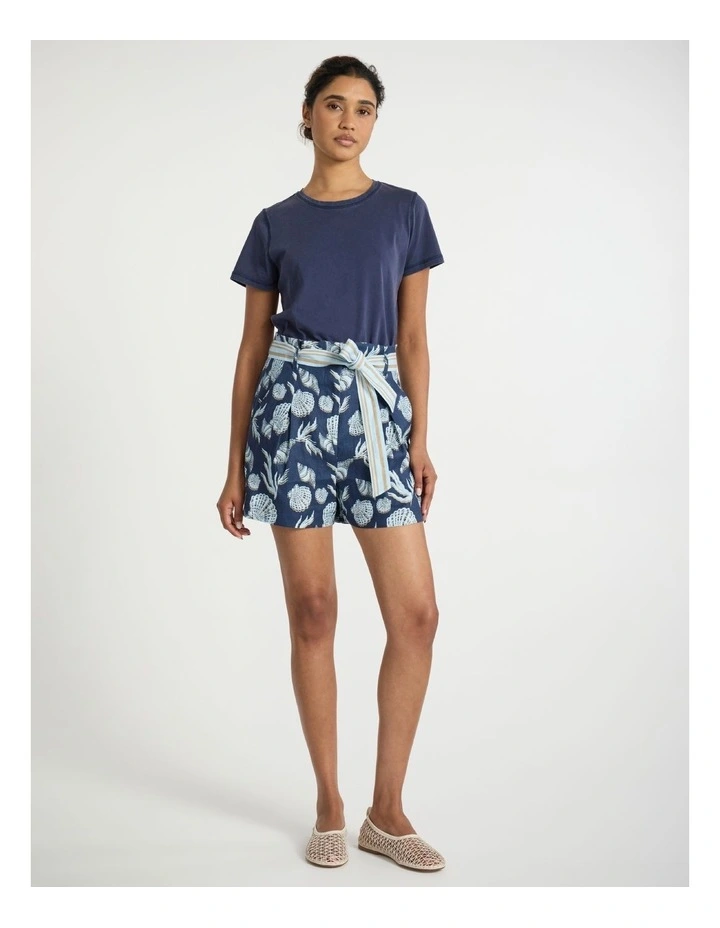 Shell The One Linen Short in Navy Multi image 1
