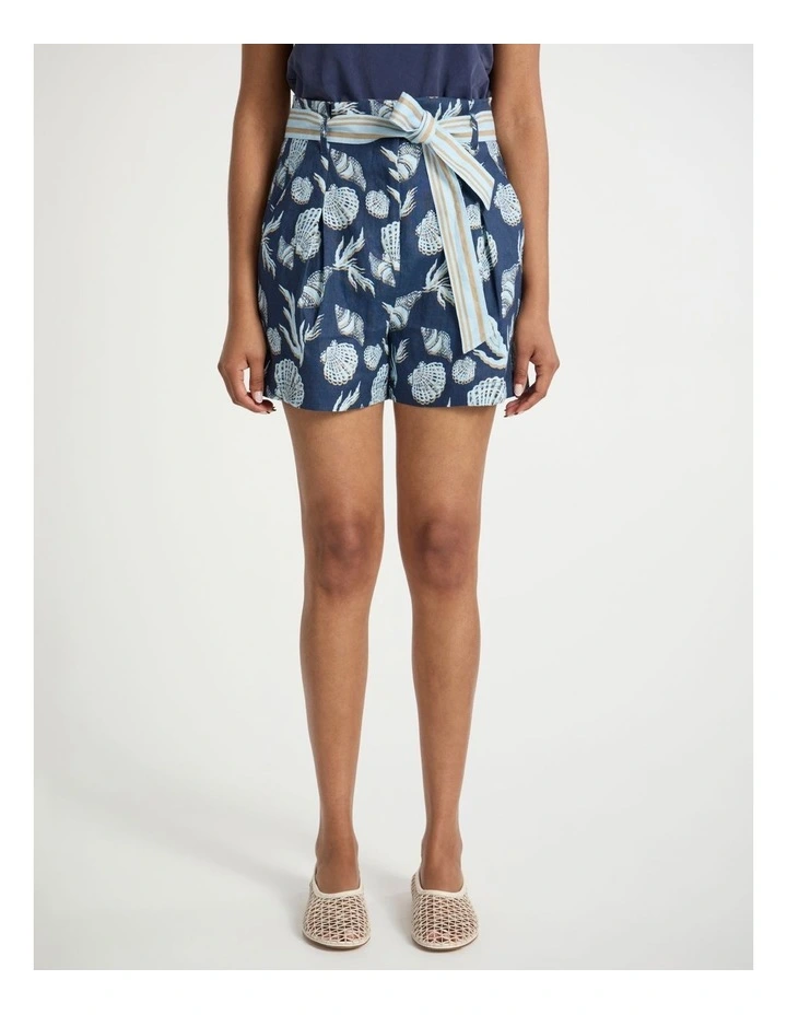 Shell The One Linen Short in Navy Multi image 2