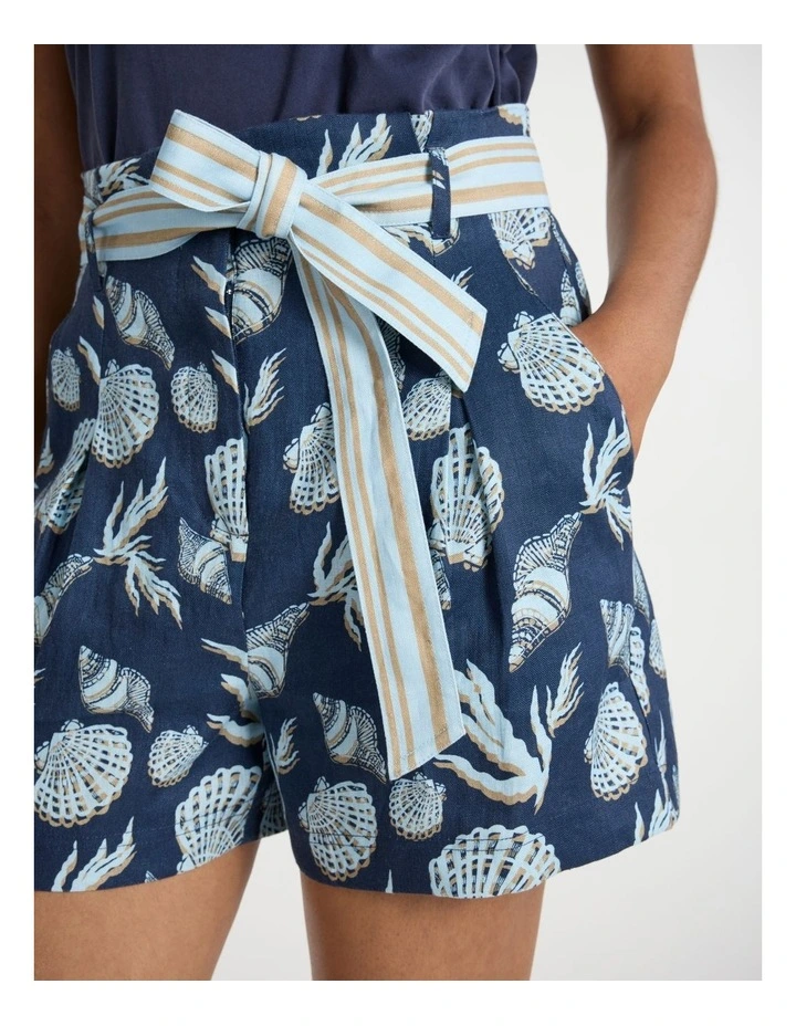 Shell The One Linen Short in Navy Multi image 4