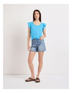 Mattia Studded Denim Short in Anzio Blue