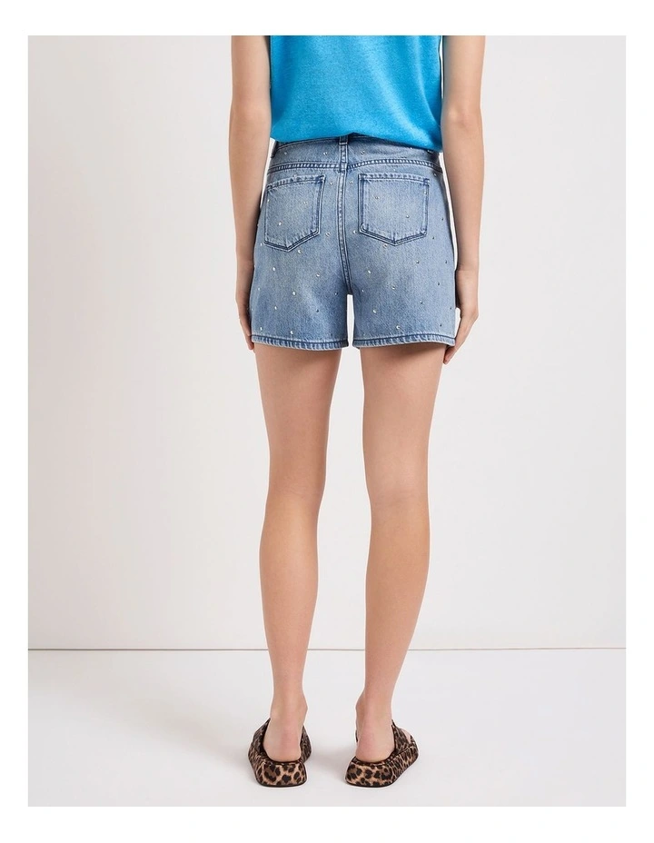 Mattia Studded Denim Short in Anzio Blue image 4