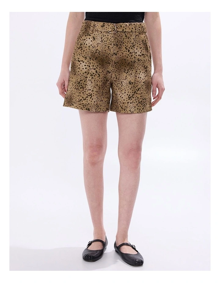 Spot To The Top Linen Short in Brown Multi image 2