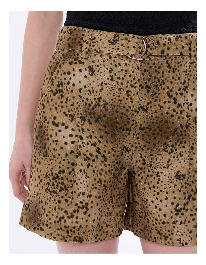 Spot To The Top Linen Short in Brown Multi image 3