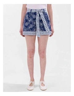 Jackson Linen Short in Blue Multi