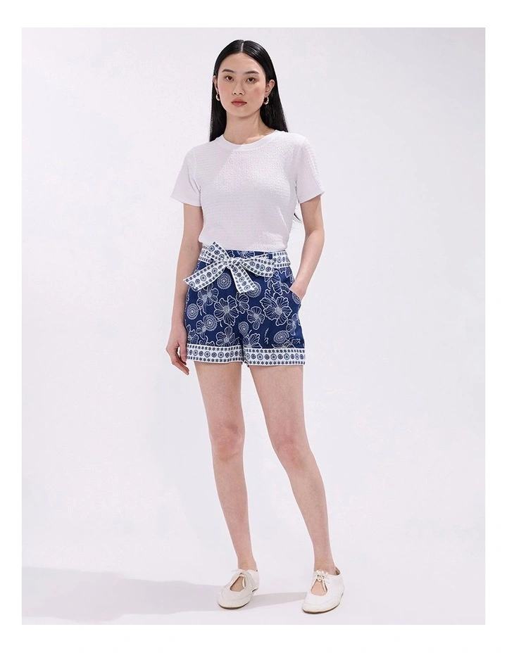 Jackson Linen Short in Blue Multi image 1