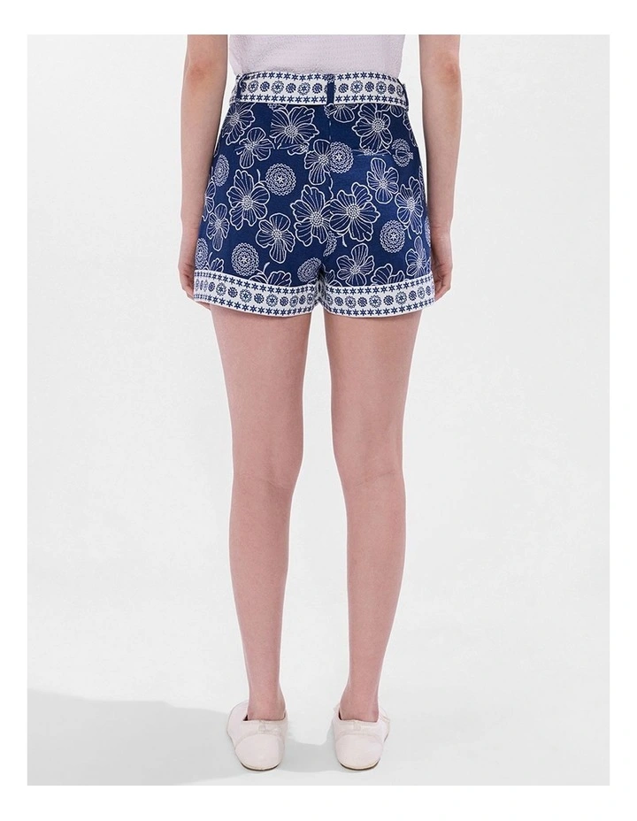 Jackson Linen Short in Blue Multi image 3