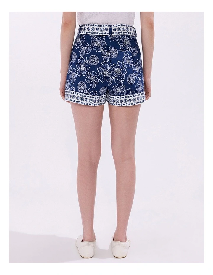 Jackson Linen Short in Blue Multi image 4