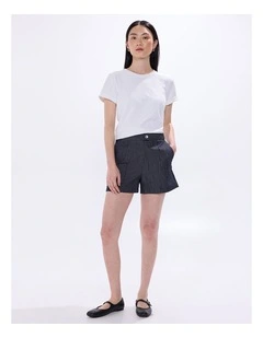 Spencer Smart Denim Short in Navy Stripe