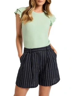 Movie Star Stripe Linen Short in Navy Stripe