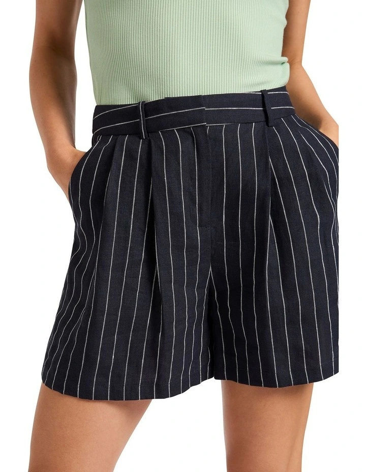Movie Star Stripe Linen Short in Navy Stripe image 4