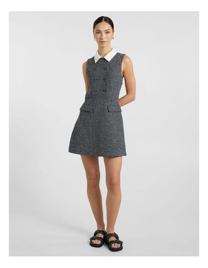 Serenade Tweed Mini Dress in Navy Multi image 1