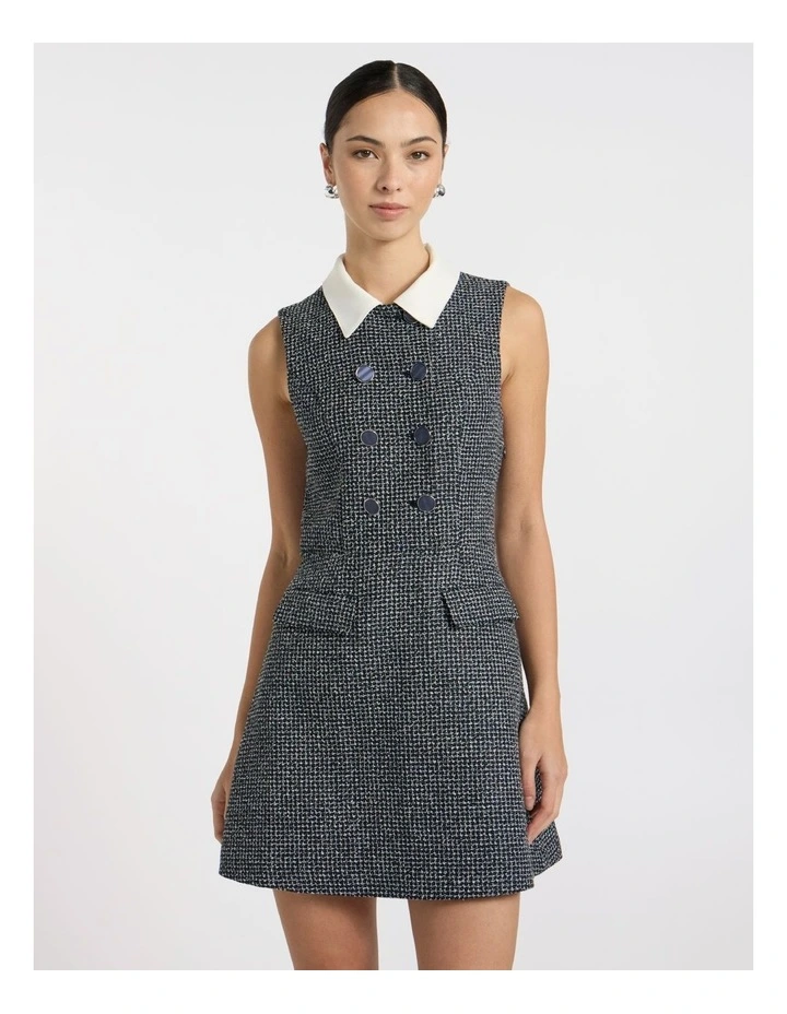 Serenade Tweed Mini Dress in Navy Multi image 2