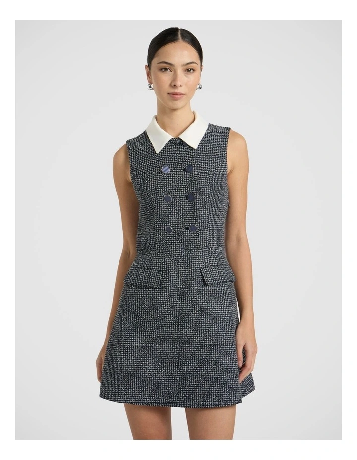 Serenade Tweed Mini Dress in Navy Multi image 2
