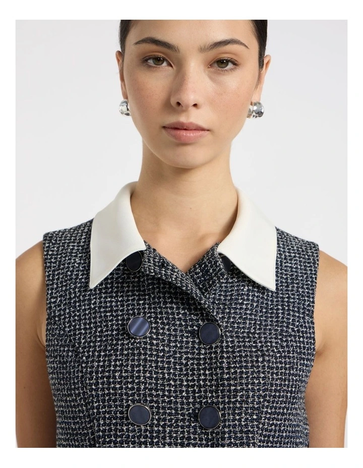 Serenade Tweed Mini Dress in Navy Multi image 3