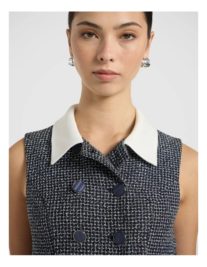 Serenade Tweed Mini Dress in Navy Multi image 3