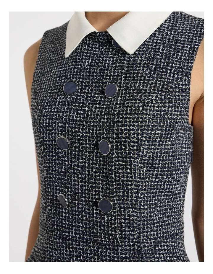 Serenade Tweed Mini Dress in Navy Multi image 4