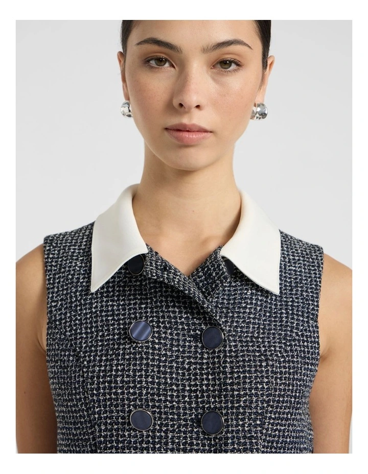 Serenade Tweed Mini Dress in Navy Multi image 4