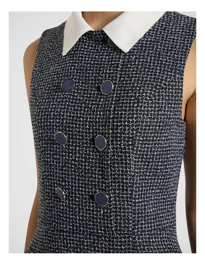 Serenade Tweed Mini Dress in Navy Multi image 4