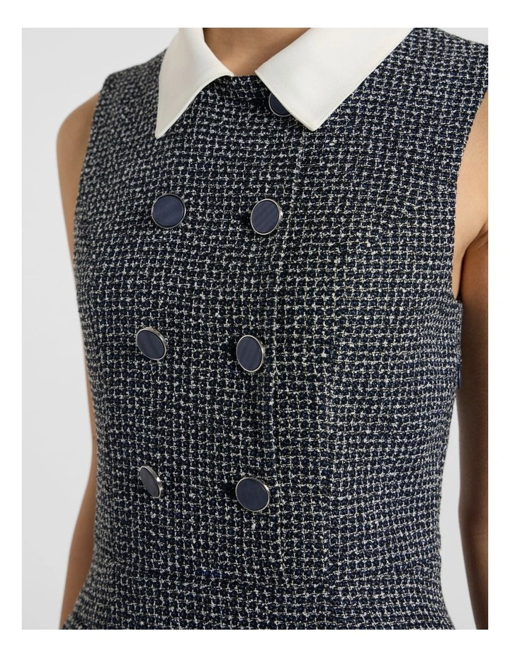 Serenade Tweed Mini Dress in Navy Multi image 5