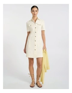 Queenie Denim Dress in Ivory