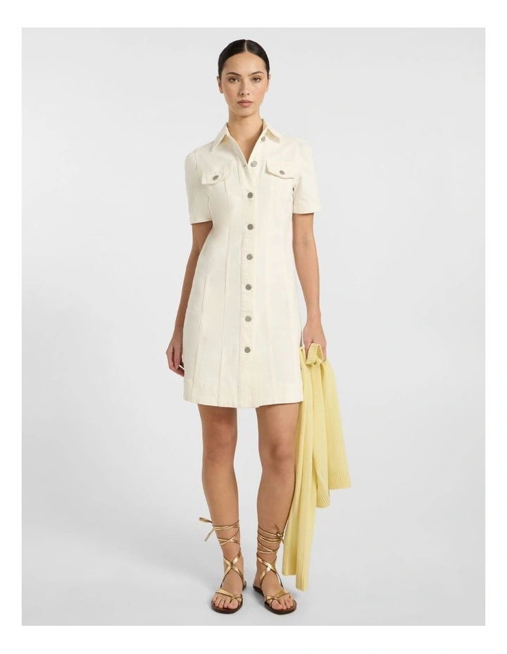 Queenie Denim Dress in Ivory image 1