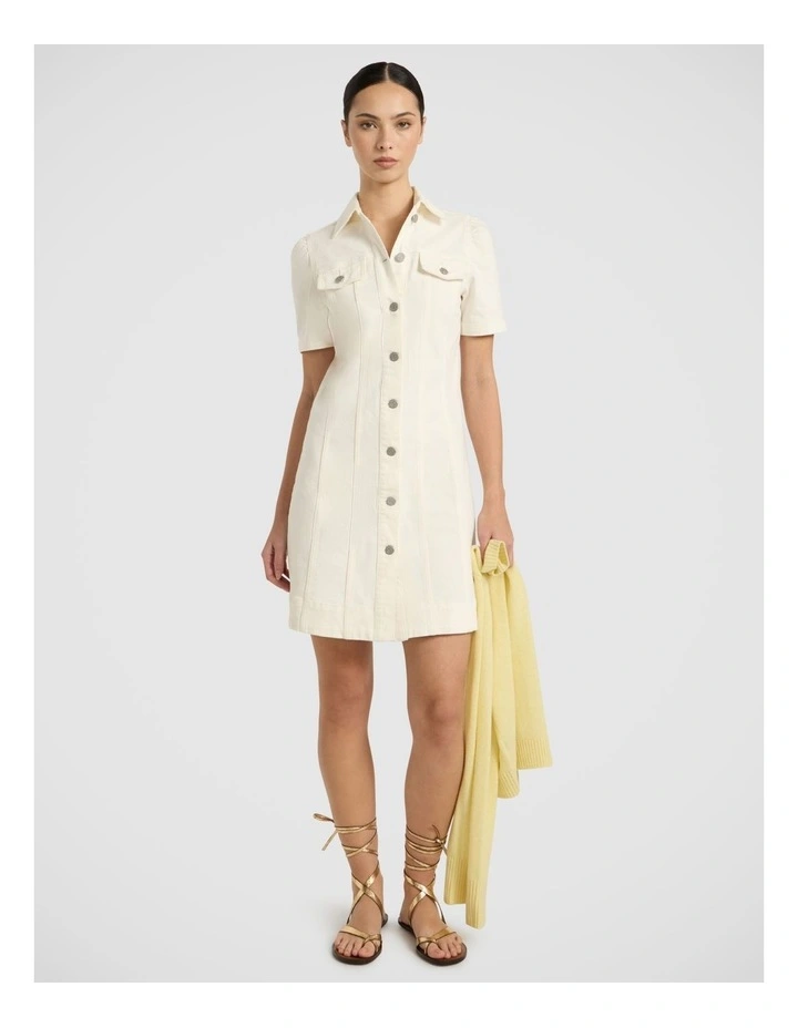 Queenie Denim Dress in Ivory image 1