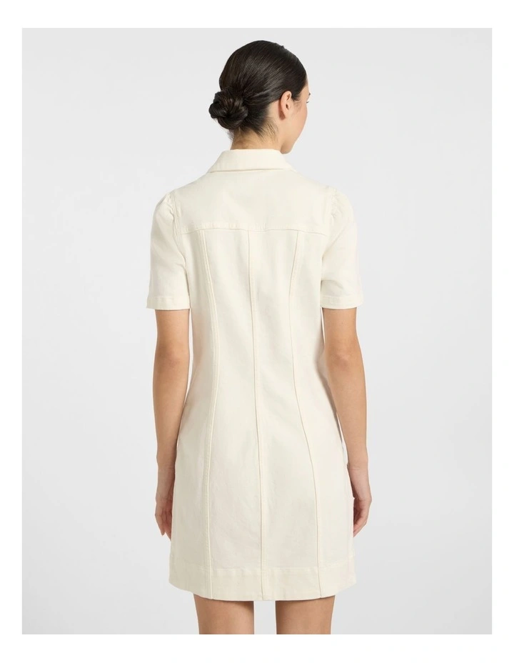 Queenie Denim Dress in Ivory image 3