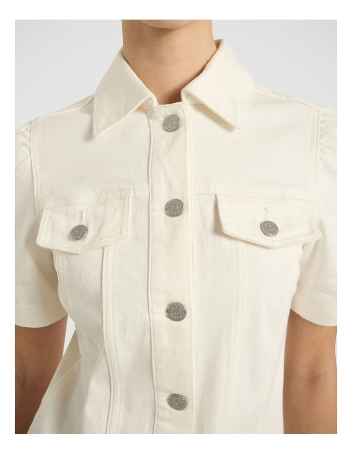 Queenie Denim Dress in Ivory image 3