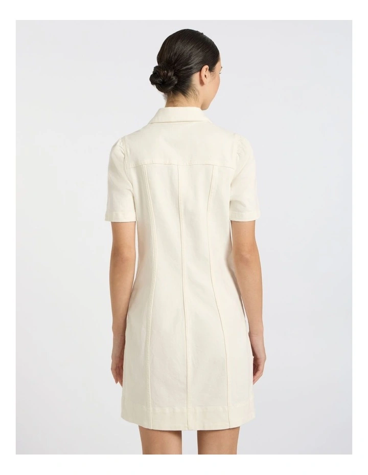 Queenie Denim Dress in Ivory image 4