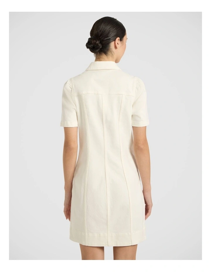 Queenie Denim Dress in Ivory image 4