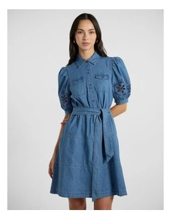 Silla Chambray Dress in Atlantic Blue