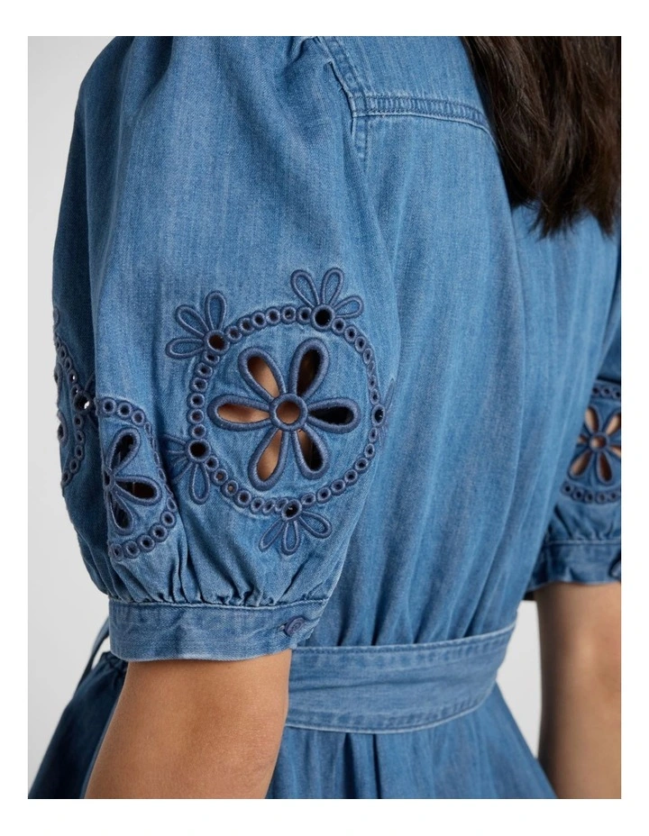 Silla Chambray Dress in Atlantic Blue image 4