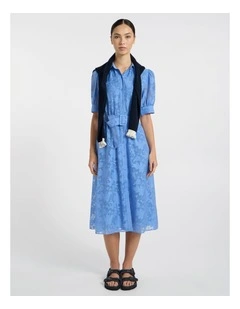 Pepe Jacquard Midi Dress in Pacific Blue