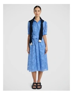 Pepe Jacquard Midi Dress in Pacific Blue