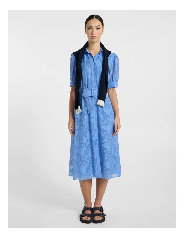 Pepe Jacquard Midi Dress in Pacific Blue image 1