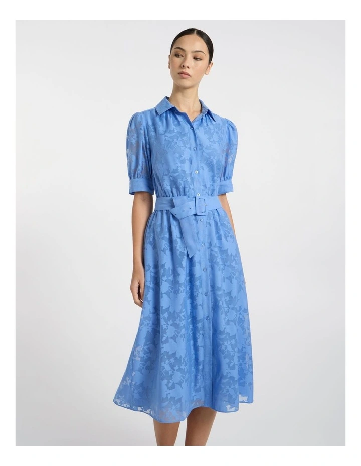 Pepe Jacquard Midi Dress in Pacific Blue image 2