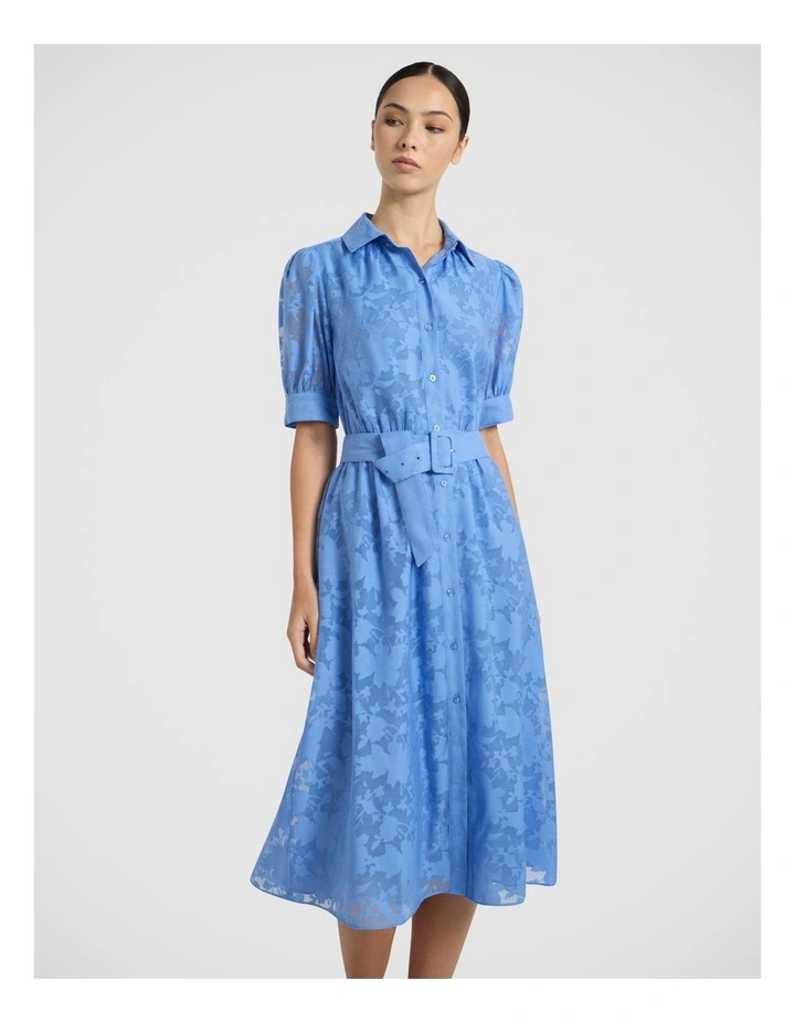 Pepe Jacquard Midi Dress in Pacific Blue image 2