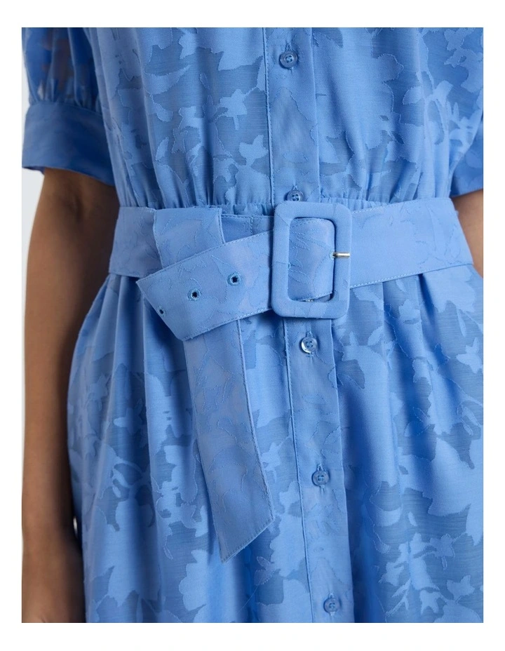 Pepe Jacquard Midi Dress in Pacific Blue image 3